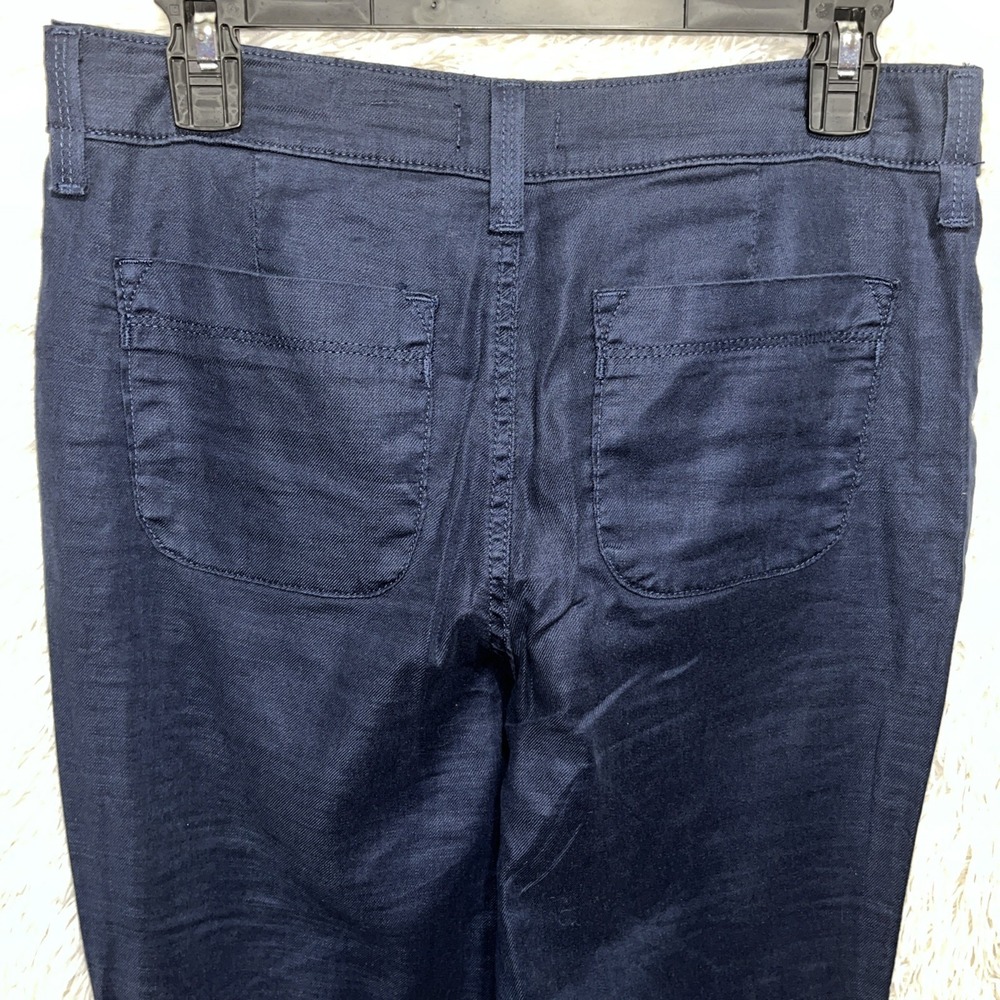 NYDJ Linen Blend Crop Pants Blue Size 4 High Rise Slimming Casual Vacation - Picture 5 of 13